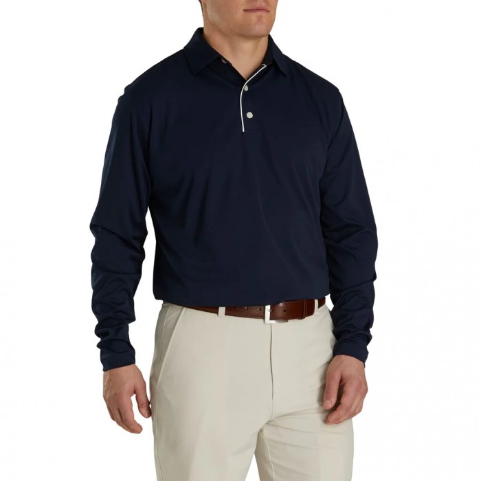 Men's Footjoy Long Sleeve Sun Protection Shirt Shirts Navy | USA-LN9061