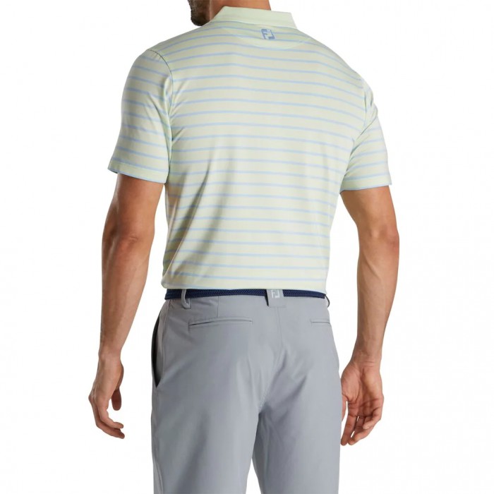 Men's Footjoy Nautical Stripe Lisle Self Collar Shirts Mint / Sky | USA-KI8509