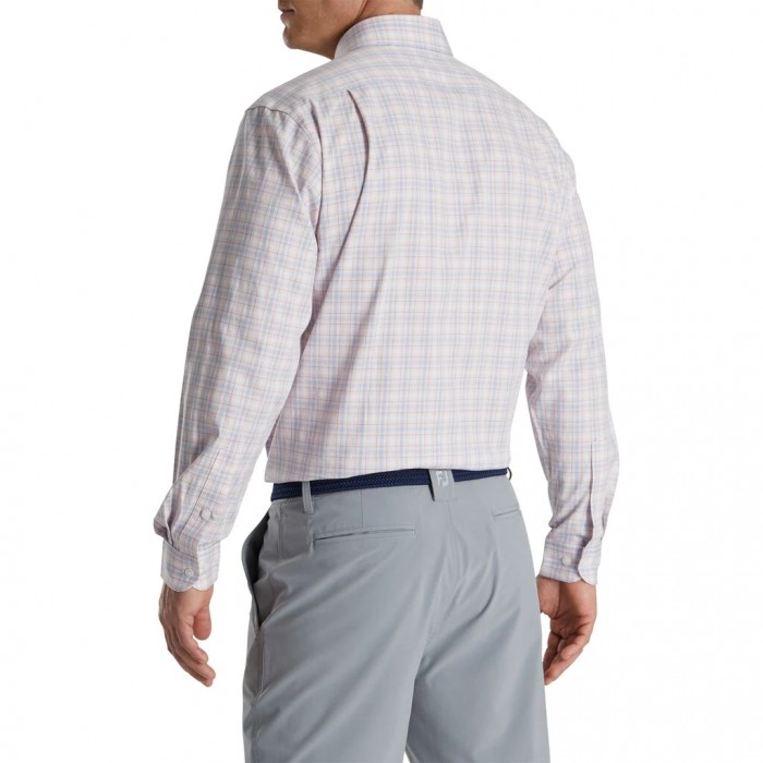 Men's Footjoy Open Check Stretch Cotton Shirts Light Pink | USA-SX0319