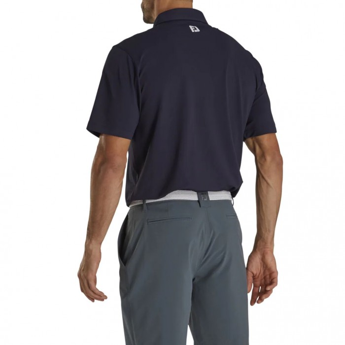 Men's Footjoy Performance Stretch Pique Solid Self Collar Shirts Navy | USA-LR9405