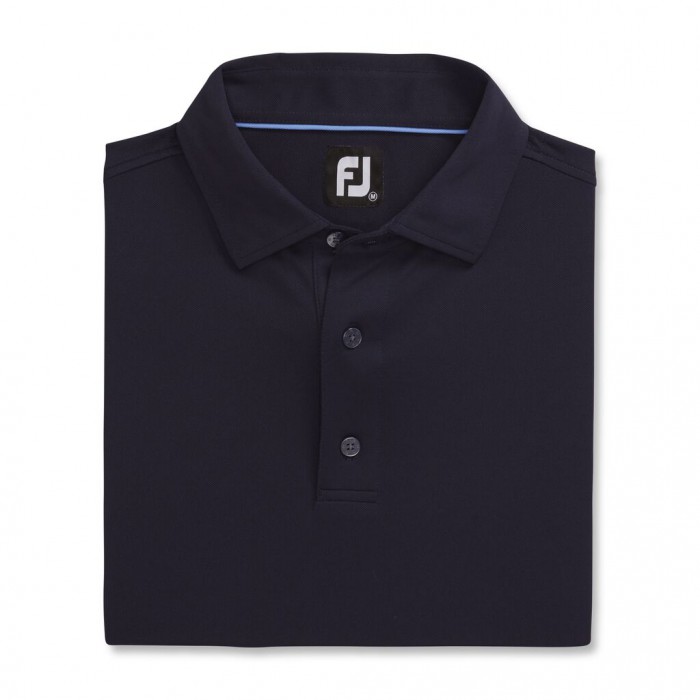 Men\'s Footjoy Performance Stretch Pique Solid Self Collar Shirts Navy | USA-LR9405
