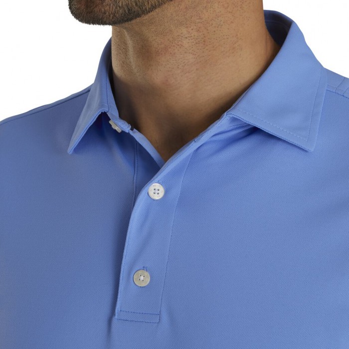 Men's Footjoy Performance Stretch Pique Solid Self Collar Shirts Lagoon | USA-TV2019