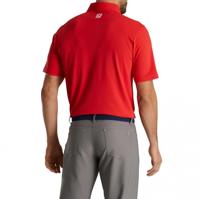 Men's Footjoy Performance Stretch Pique Solid Self Collar Shirts Red | USA-WB0275