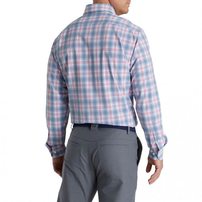 Men's Footjoy Performance Tartan Plaid Shirts Wedgewood | USA-IO3410