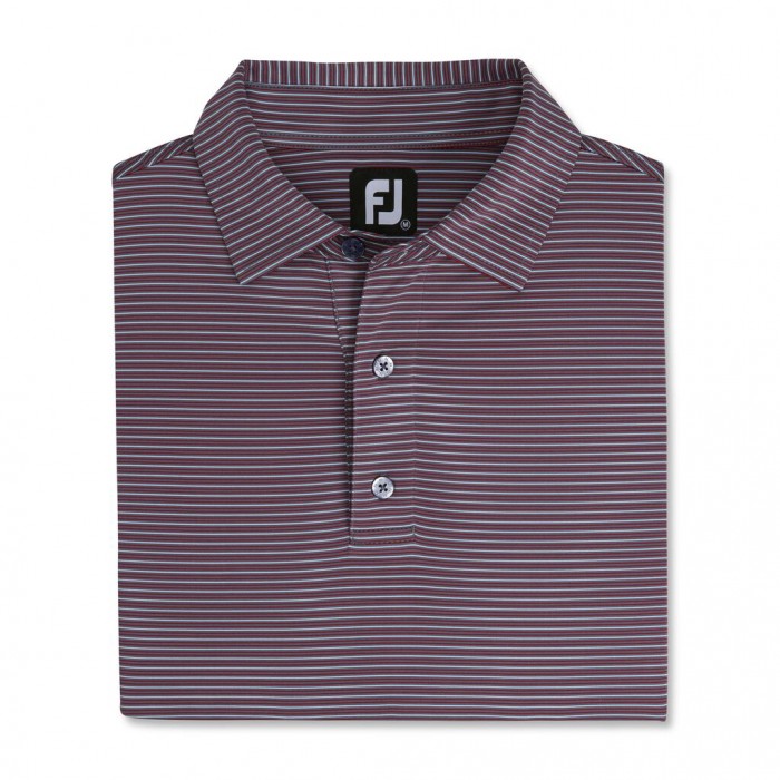 Men\'s Footjoy Pin Stripe Lisle Self Collar Shirts Smoke / Merlot / Grey | USA-RD3671
