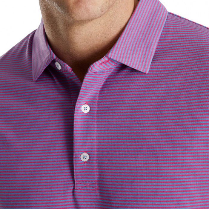 Men's Footjoy Pinstripe Jersey Shirts Cornflower / Berry | USA-DV3651