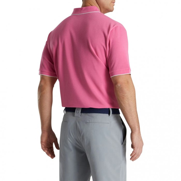 Men's Footjoy Pique Tipped Polo Shirts Dogwood Pink | USA-OD8502