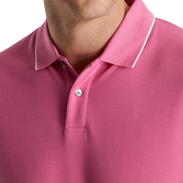 Men's Footjoy Pique Tipped Polo Shirts Dogwood Pink | USA-OD8502