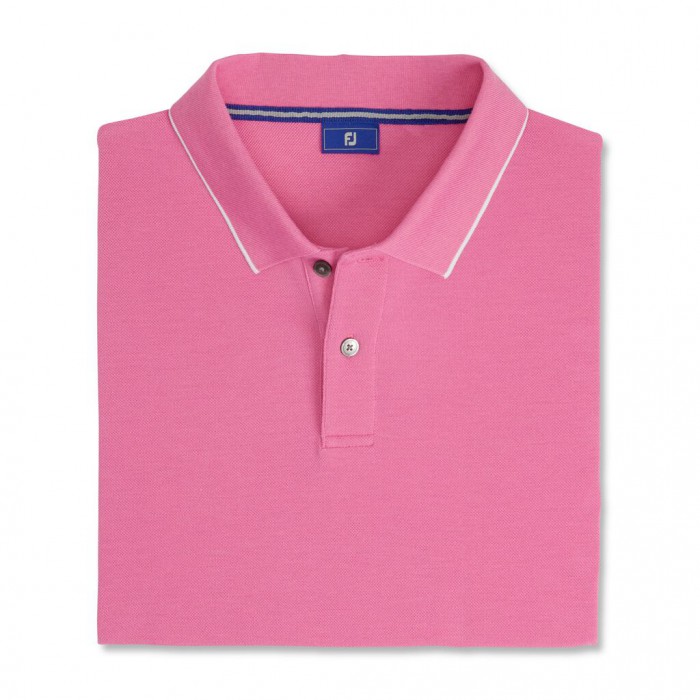 Men\'s Footjoy Pique Tipped Polo Shirts Dogwood Pink | USA-OD8502