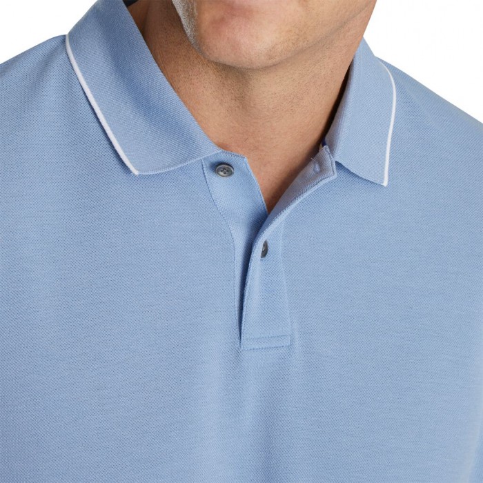 Men's Footjoy Pique Tipped Polo Shirts Mist Blue | USA-TN3481