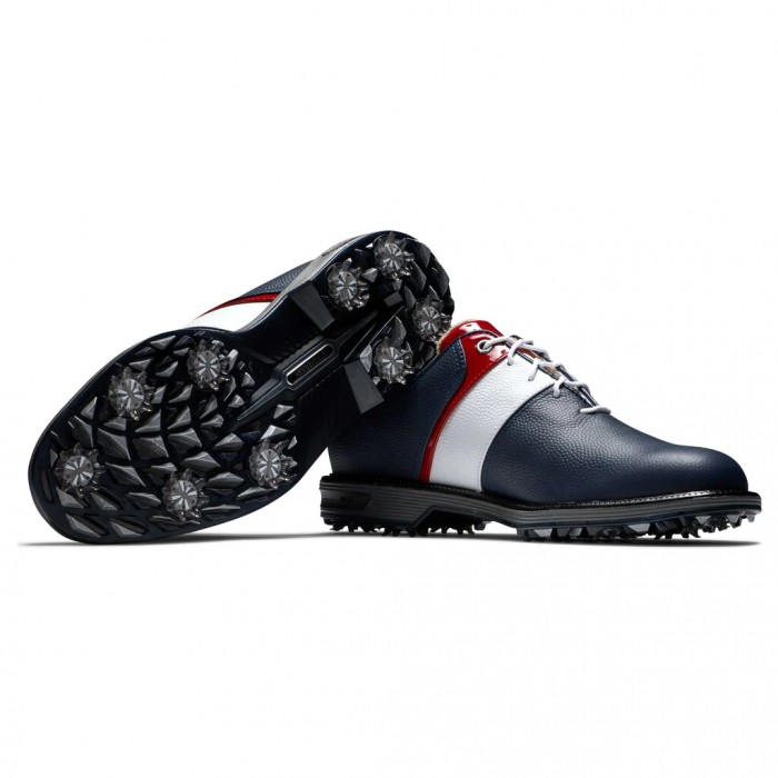 Men's Footjoy Premiere Series - Packard Spiked Golf Shoes Navy Pebble / White Pebble / Red Patent | 