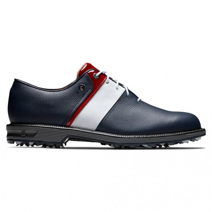 Men\'s Footjoy Premiere Series - Packard Spiked Golf Shoes Navy Pebble / White Pebble / Red Patent | 