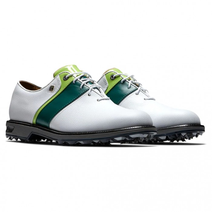 Men's Footjoy Premiere Series - Packard Spiked Golf Shoes White Pebble / Green / Lime Patent | USA-S