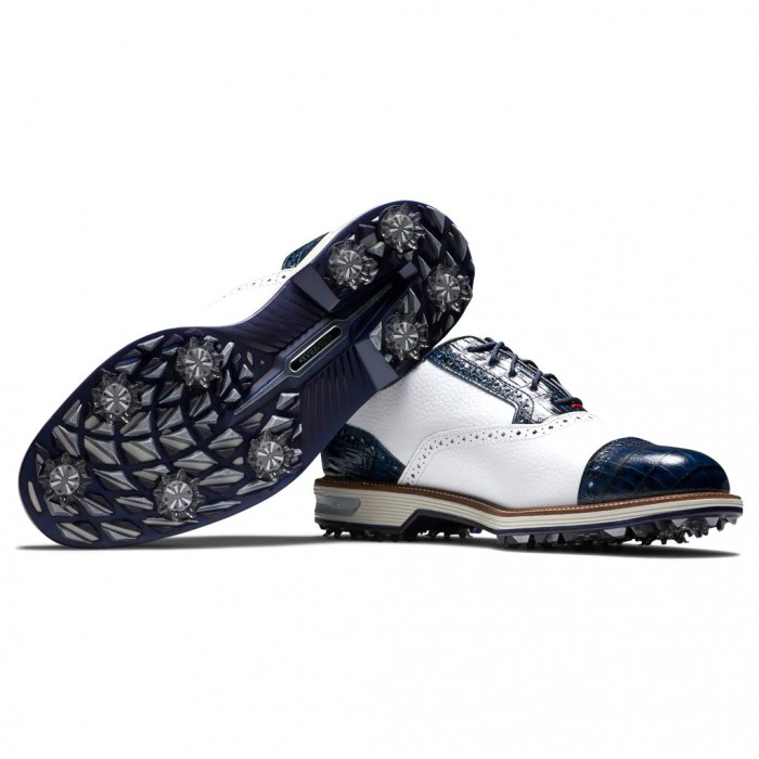 Men's Footjoy Premiere Series - Tarlow Spiked Golf Shoes White / Navy | USA-AW8514