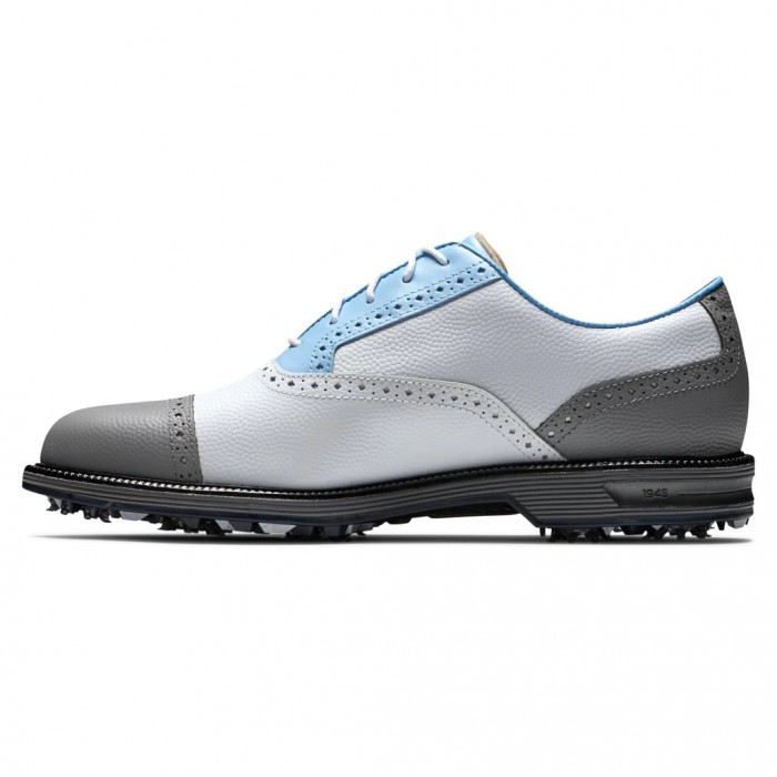 Men's Footjoy Premiere Series - Tarlow Spiked Golf Shoes White Pebble / Light Blue / Grey Pebble | U