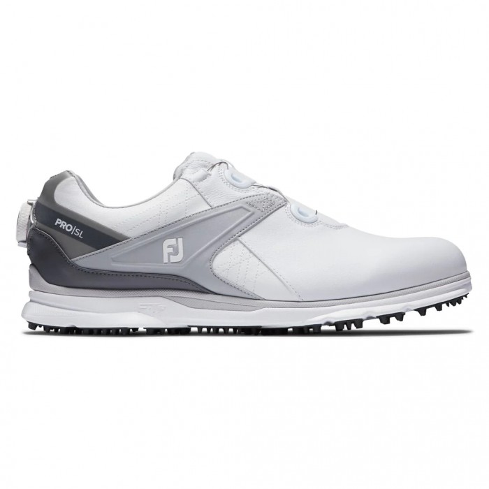 Men\'s Footjoy Pro|SL BOA Spikeless Golf Shoes White / Grey | USA-HI2704