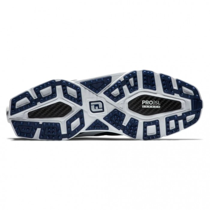 Men's Footjoy Pro|SL Carbon BOA Spikeless Golf Shoes White / Navy | USA-XO8459