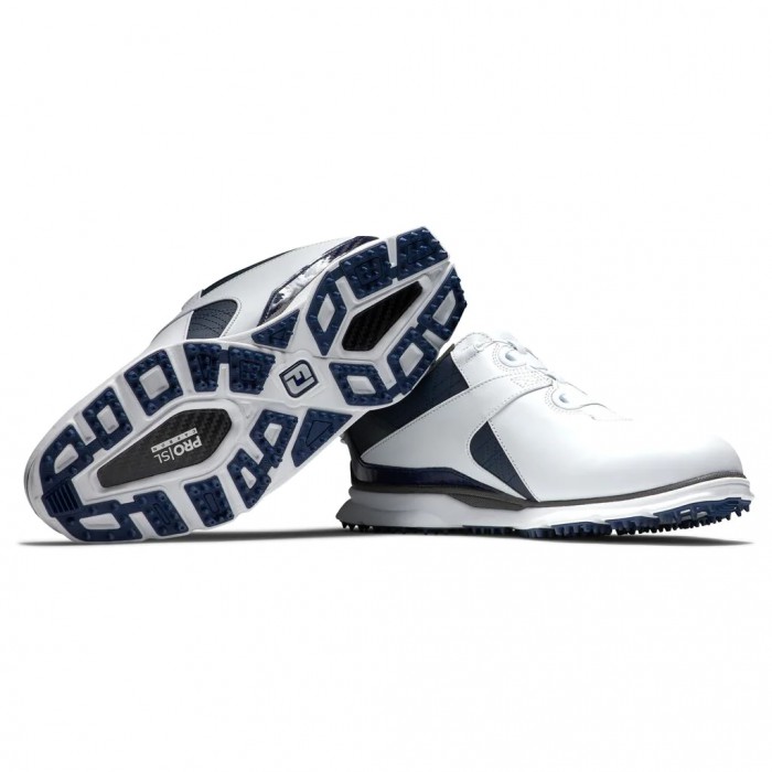 Men's Footjoy Pro|SL Carbon BOA Spikeless Golf Shoes White / Navy | USA-XO8459