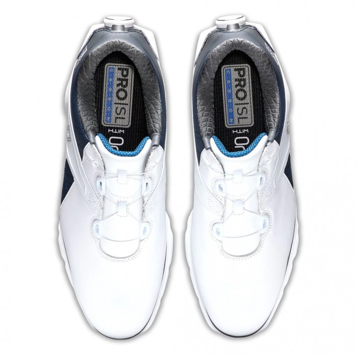 Men's Footjoy Pro|SL Carbon BOA Spikeless Golf Shoes White / Navy | USA-XO8459