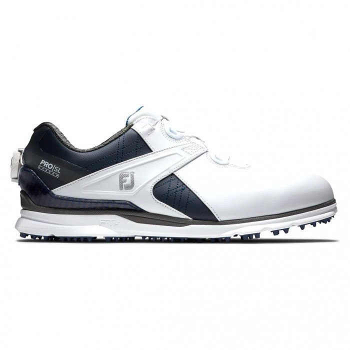 Men\'s Footjoy Pro|SL Carbon BOA Spikeless Golf Shoes White / Navy | USA-XO8459