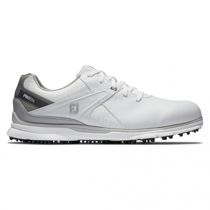 Men\'s Footjoy Pro|SL Spikeless Golf Shoes White / Grey | USA-CH3129