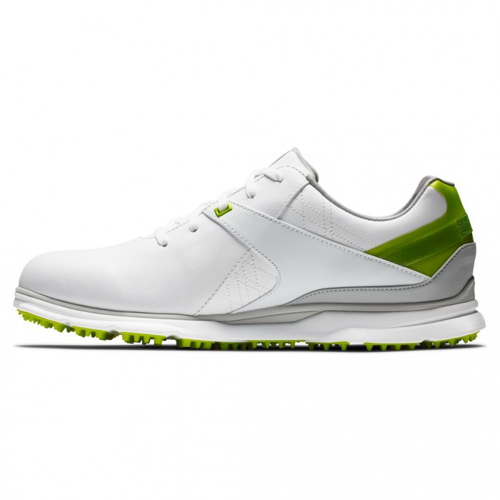 Men's Footjoy Pro|SL Spikeless Golf Shoes White / Lime | USA-KO4896