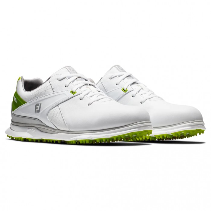 Men's Footjoy Pro|SL Spikeless Golf Shoes White / Lime | USA-KO4896