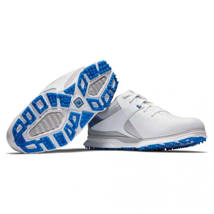 Men's Footjoy Pro|SL Spikeless Golf Shoes White / Blue / Grey | USA-NQ2314