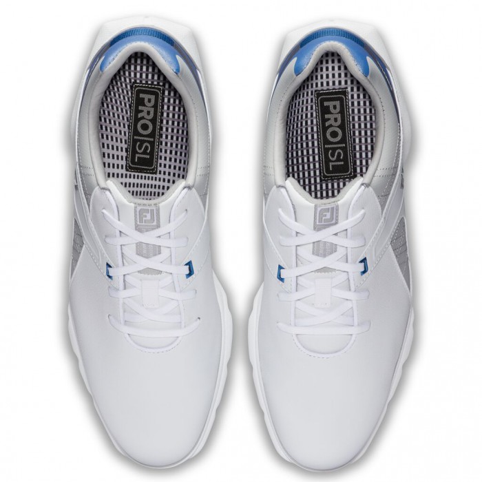 Men's Footjoy Pro|SL Spikeless Golf Shoes White / Blue / Grey | USA-NQ2314