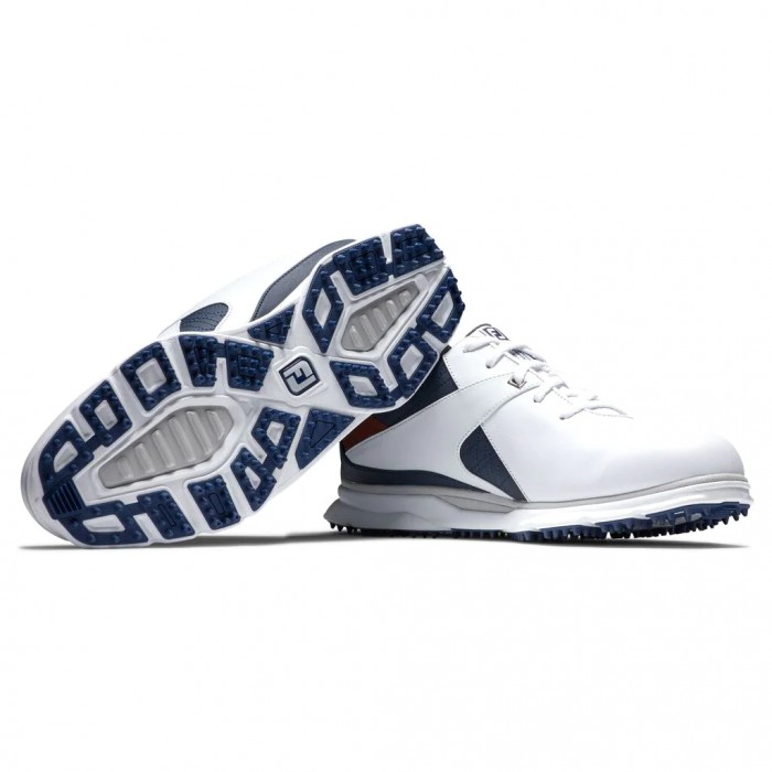 Men's Footjoy Pro|SL Spikeless Golf Shoes White / Navy / Maroon | USA-WB7356