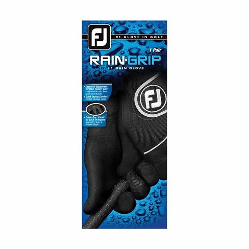 Men's Footjoy RainGrip Pair Golf Gloves Black | USA-OV3568