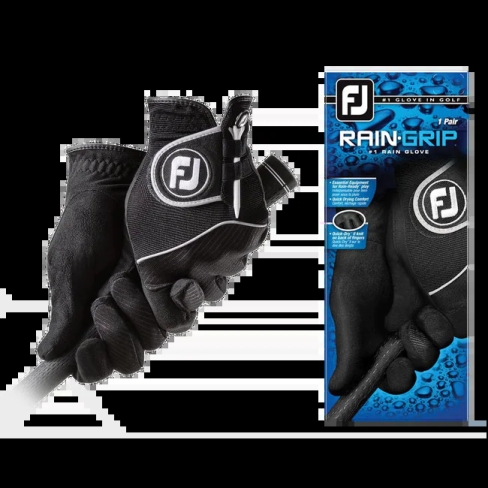 Men\'s Footjoy RainGrip Pair Golf Gloves Black | USA-OV3568