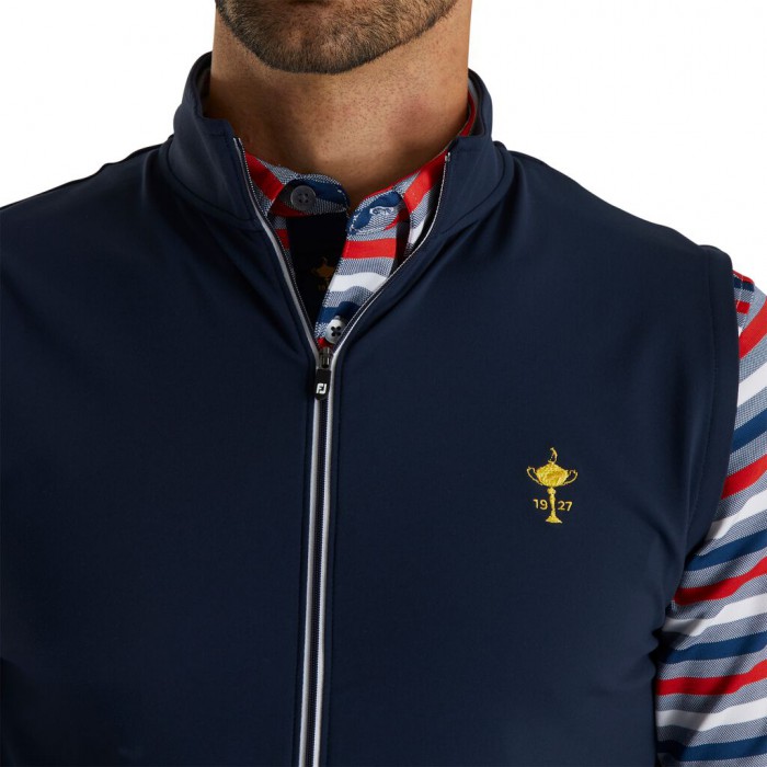 Men's Footjoy Ryder Cup Trophy Full-Zip Vest Navy | USA-LV8376