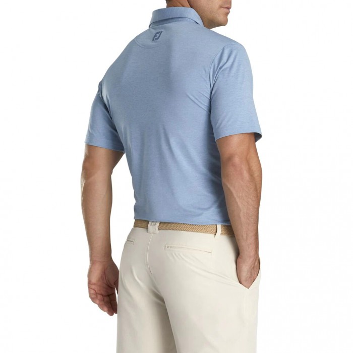 Men's Footjoy Solid Lisle Self Collar Shirts Heather Blue-Grey | USA-AE7480