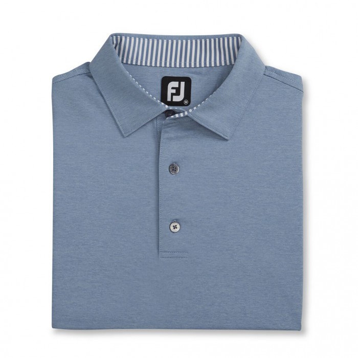 Men\'s Footjoy Solid Lisle Self Collar Shirts Heather Blue-Grey | USA-AE7480
