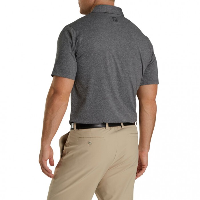 Men's Footjoy Solid Lisle Self Collar Shirts Heather Charcoal | USA-BK2583