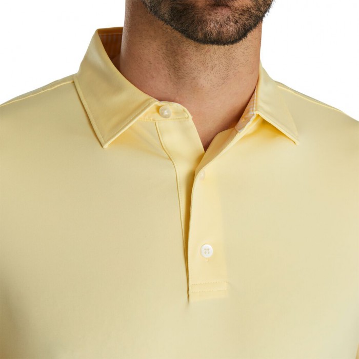 Men's Footjoy Solid Lisle Self Collar Shirts Soft Yellow | USA-GW7341