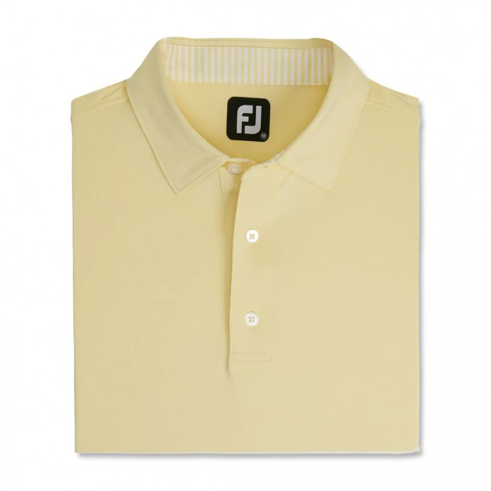 Men\'s Footjoy Solid Lisle Self Collar Shirts Soft Yellow | USA-GW7341