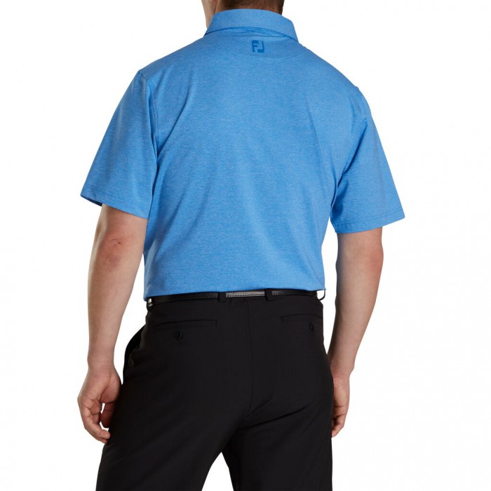 Men's Footjoy Solid Lisle Self Collar Shirts Heather Royal | USA-LD1298