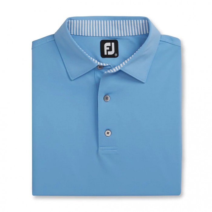 Men\'s Footjoy Solid Lisle Self Collar Shirts Light Blue / White | USA-LT9610