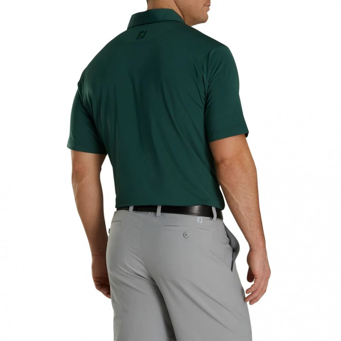 Men's Footjoy Solid Lisle Self Collar Shirts Hunter / White | USA-PA8304