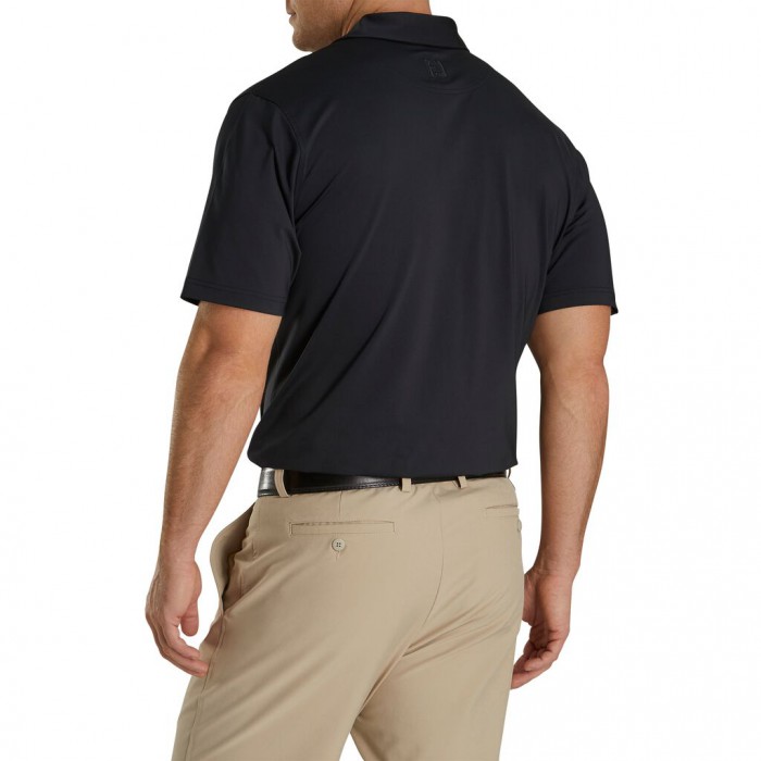 Men's Footjoy Solid Lisle Self Collar Shirts Black / Red | USA-UT0471