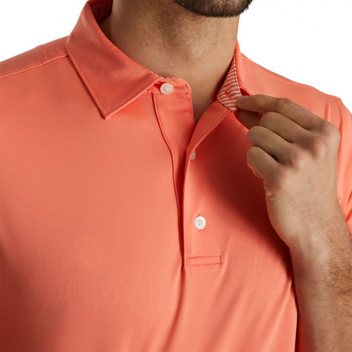 Men's Footjoy Solid Lisle Self Collar Shirts Coral | USA-WF4139