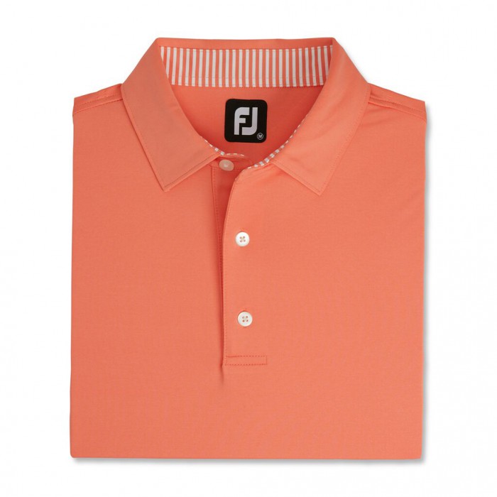 Men\'s Footjoy Solid Lisle Self Collar Shirts Coral | USA-WF4139