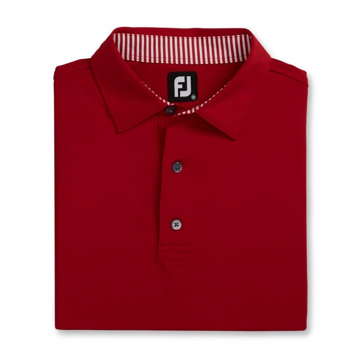 Men\'s Footjoy Solid Lisle Self Collar Shirts Crimson | USA-XC2374