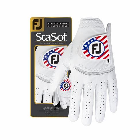 Men\'s Footjoy StaSof Flag Golf Gloves White | USA-ZW6273