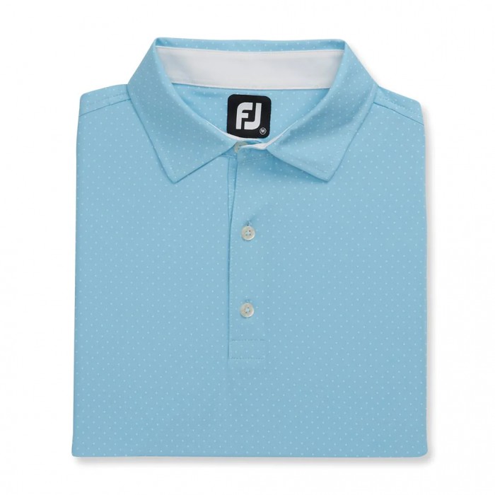 Men\'s Footjoy Stretch Lisle Dot Print Self Collar Shirts Light Blue | USA-AT6382