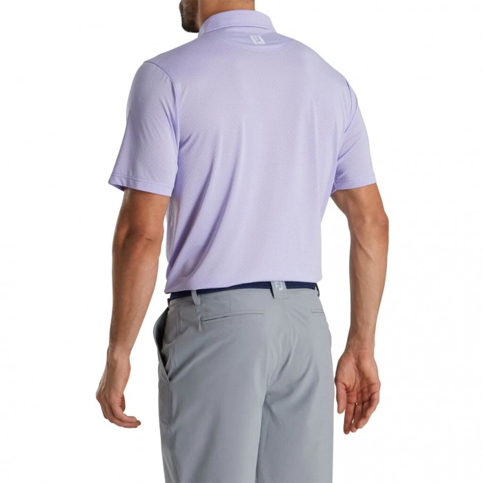 Men's Footjoy Stretch Lisle Dot Print Self Collar Shirts Lilac / White | USA-KL5741