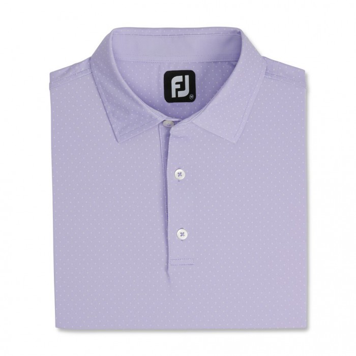 Men\'s Footjoy Stretch Lisle Dot Print Self Collar Shirts Lilac / White | USA-KL5741