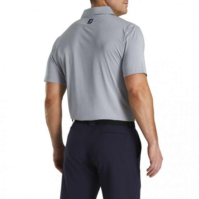 Men's Footjoy Stretch Lisle Dot Print Self Collar Shirts Heather Grey | USA-VB3741